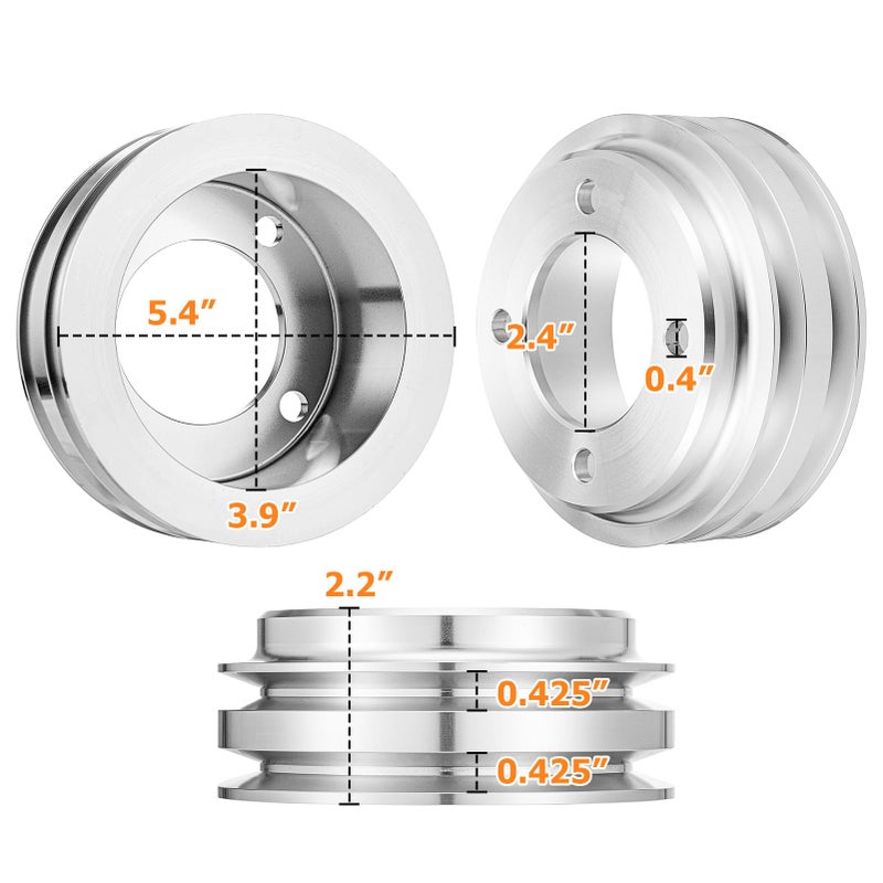 WeiSen 2 Groove 2V Crankshaft Pulley V-Belt Compatible with Ford 1969-UP Small Block 302 351w 351C 351W 351M 400 V8 5.0L - Image 2